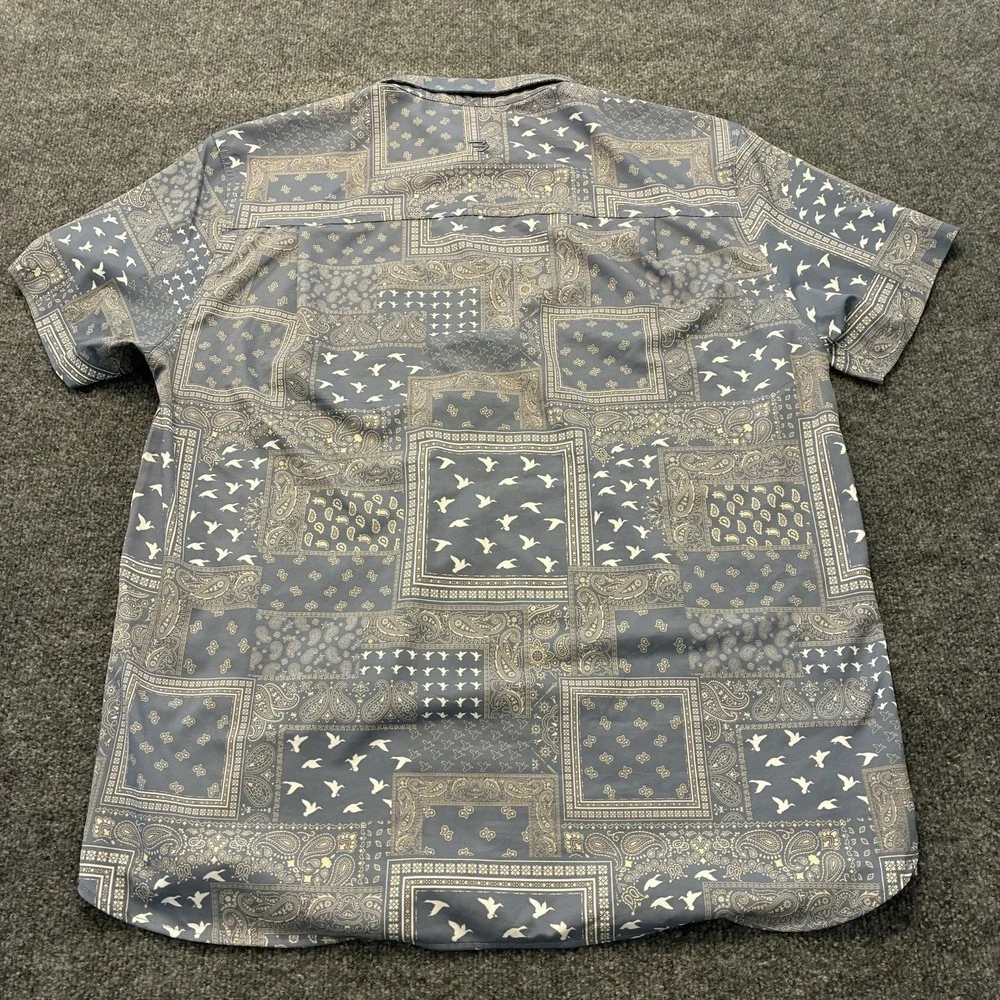 Burlbo Paisley Duck Print Short Sleeve Stretch Button Shirt Mens XL Abstract - Picture 5 of 7